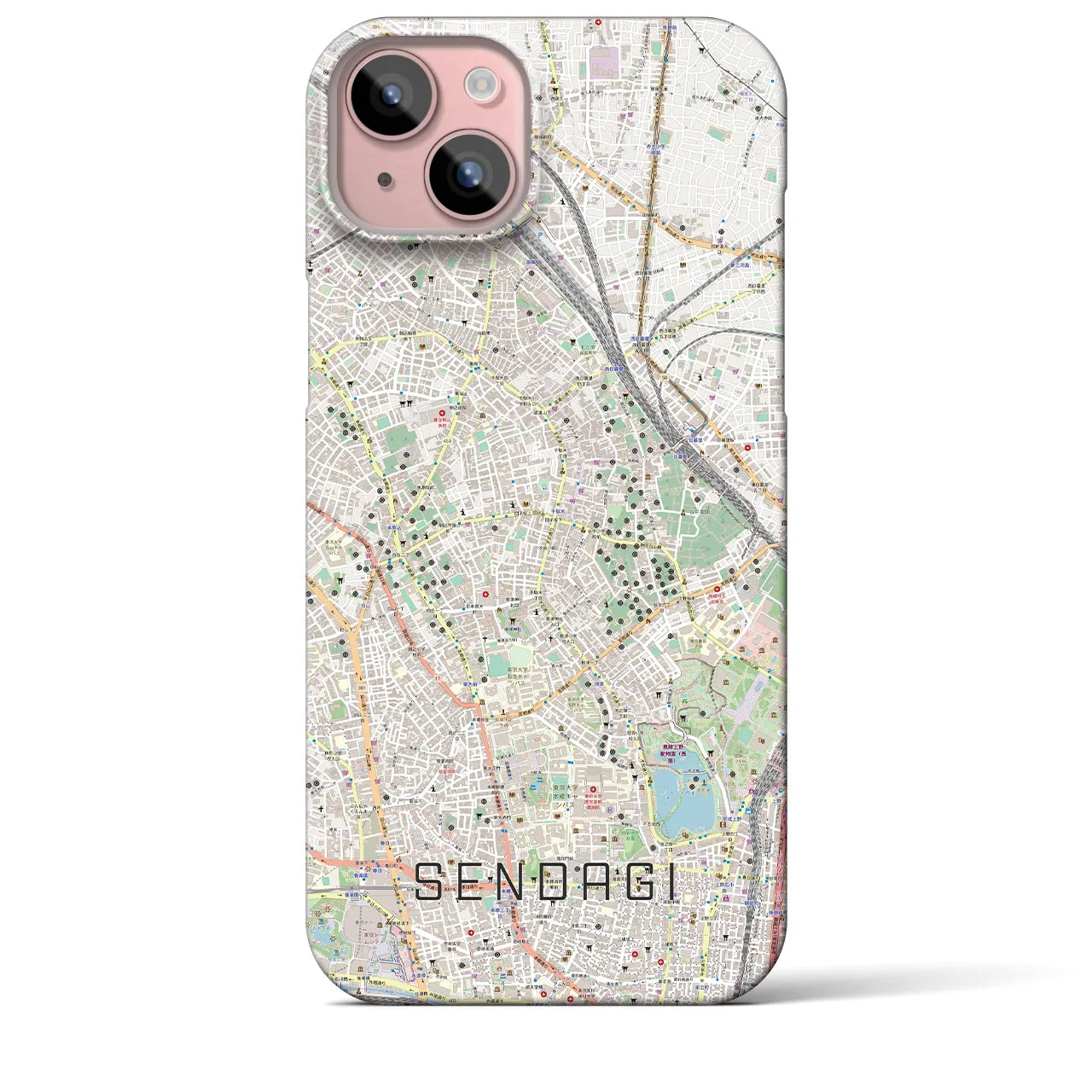 【千駄木(東京都)】地図柄iPhoneケース(バックカバータイプ)