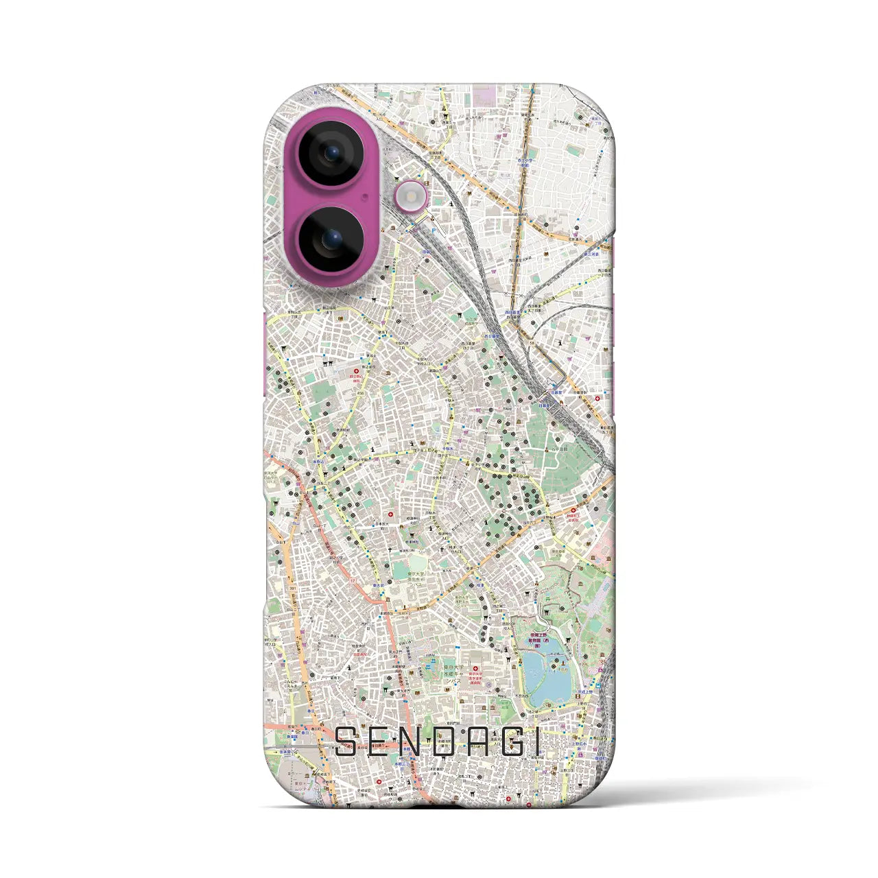 【千駄木(東京都)】地図柄iPhoneケース(バックカバータイプ)