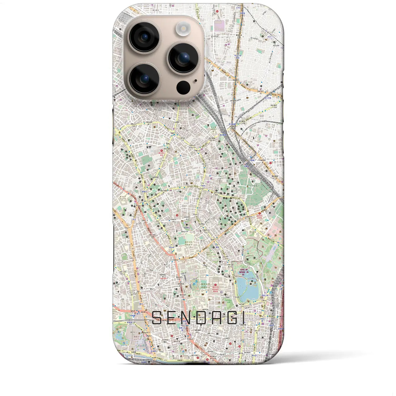 【千駄木(東京都)】地図柄iPhoneケース(バックカバータイプ)