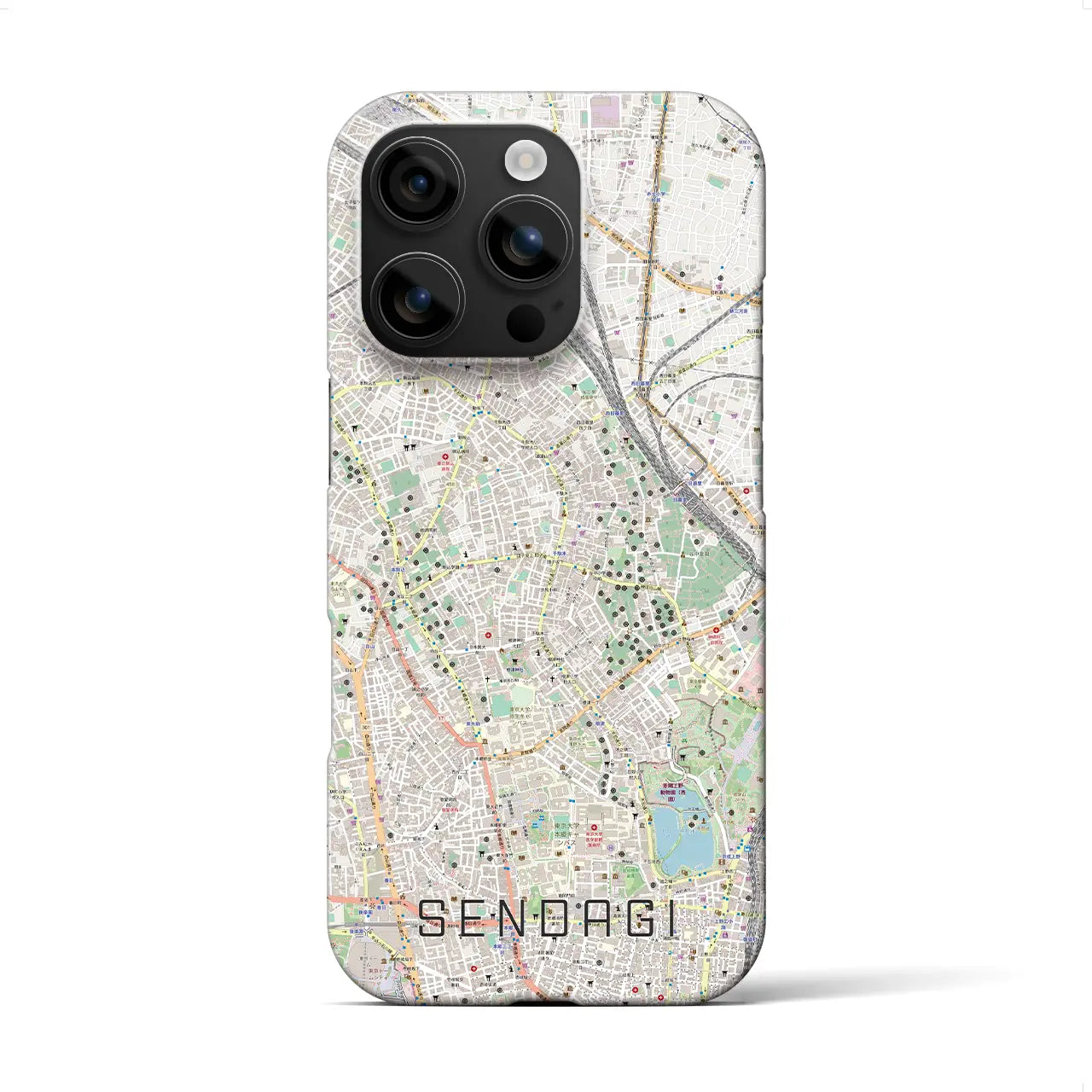 【千駄木(東京都)】地図柄iPhoneケース(バックカバータイプ)