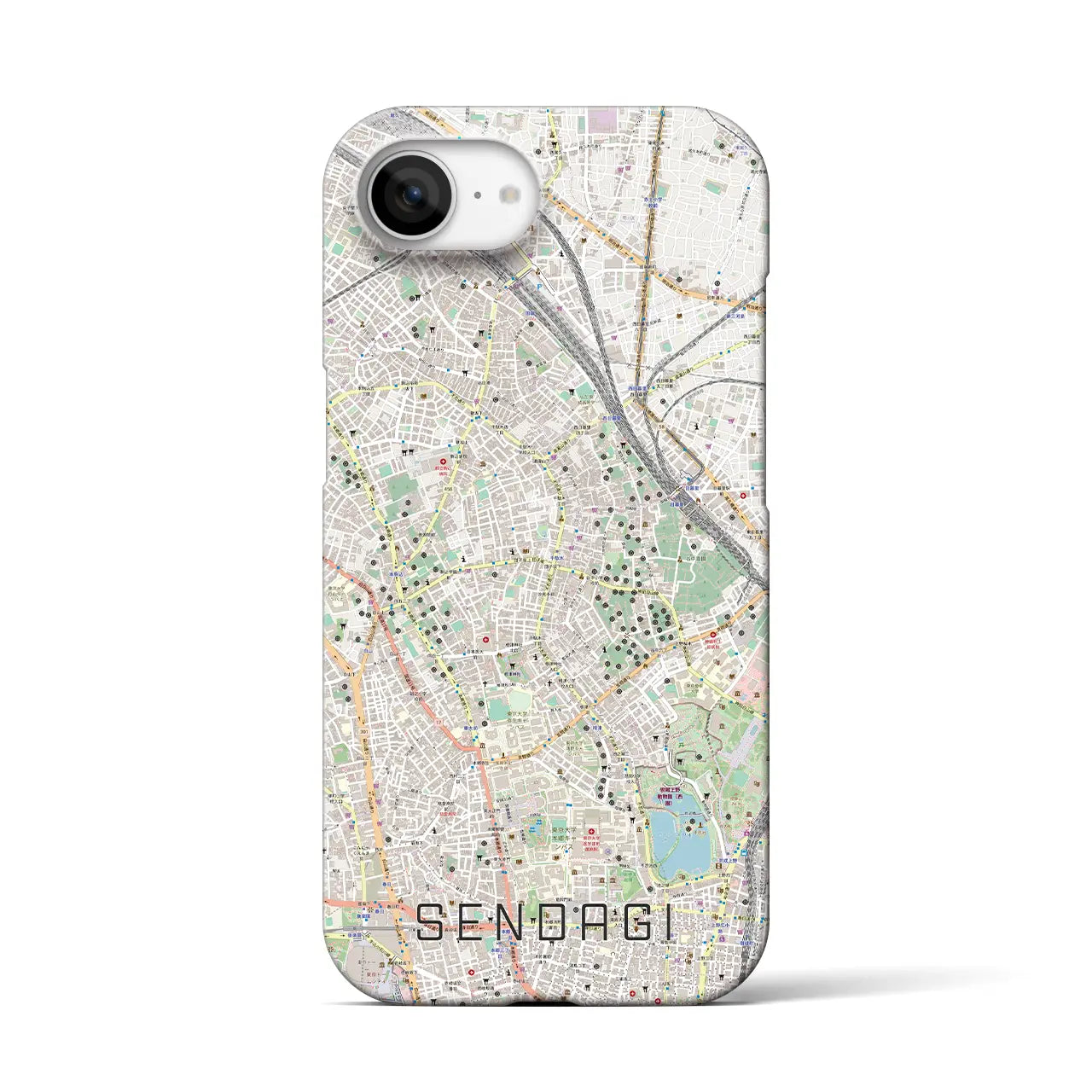 【千駄木(東京都)】地図柄iPhoneケース(バックカバータイプ)