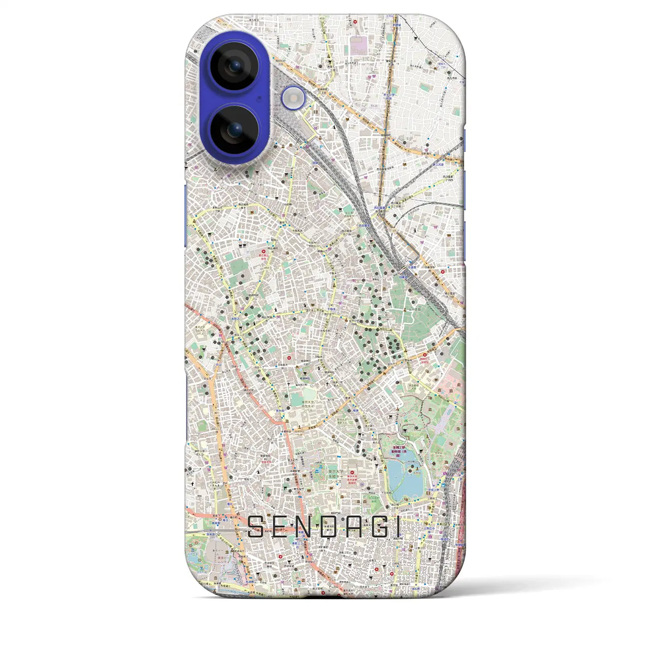 【千駄木(東京都)】地図柄iPhoneケース(バックカバータイプ)ナチュラル・iPhone 16 Pro Max 用