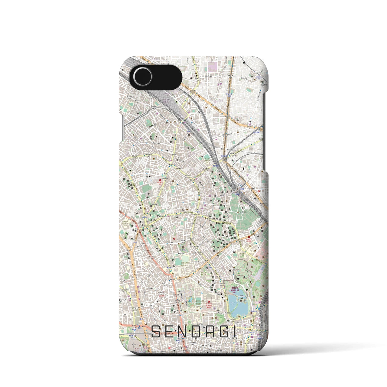【千駄木(東京都)】地図柄iPhoneケース(バックカバータイプ)