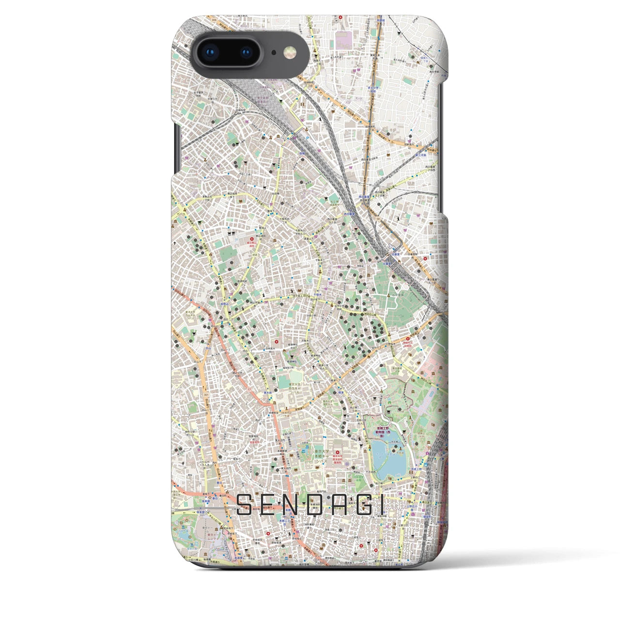 【千駄木(東京都)】地図柄iPhoneケース(バックカバータイプ)