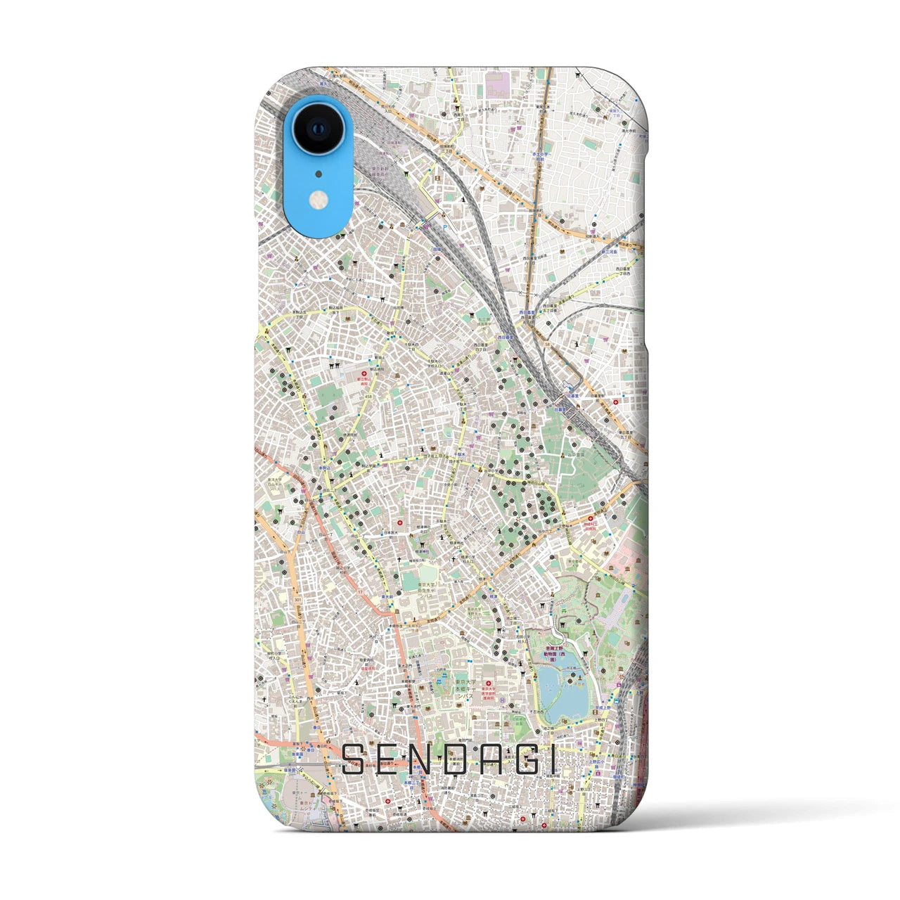 【千駄木(東京都)】地図柄iPhoneケース(バックカバータイプ)