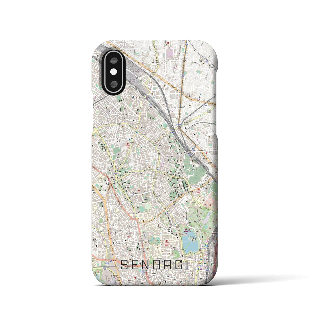 【千駄木(東京都)】地図柄iPhoneケース(バックカバータイプ)