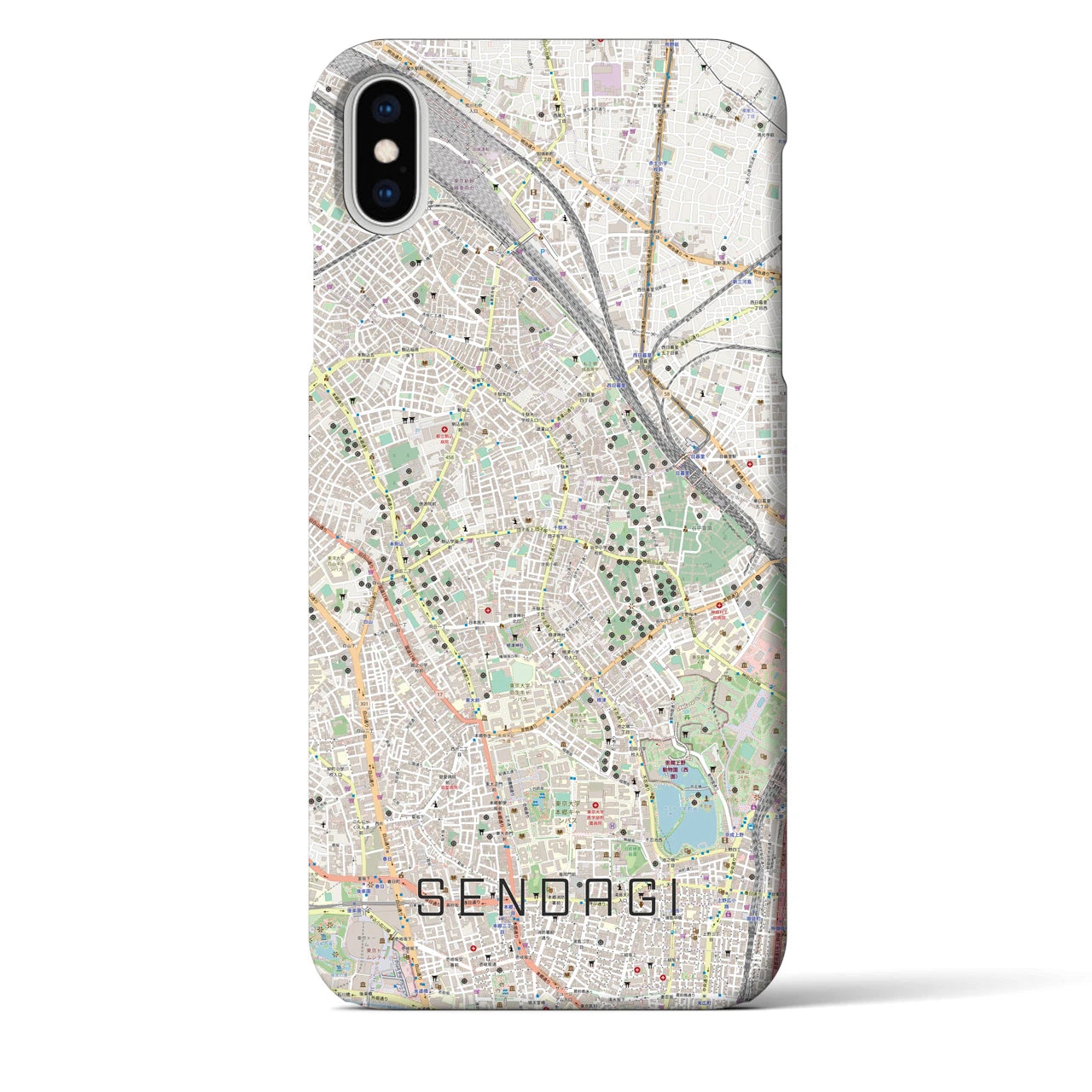 【千駄木(東京都)】地図柄iPhoneケース(バックカバータイプ)