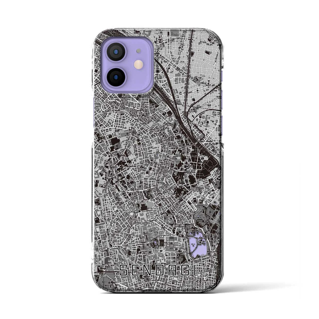 【千駄木(東京都)】地図柄iPhoneケース(クリアタイプ)