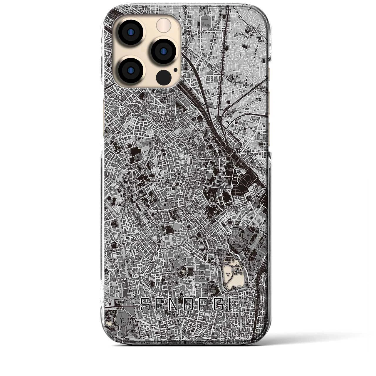 【千駄木(東京都)】地図柄iPhoneケース(クリアタイプ)