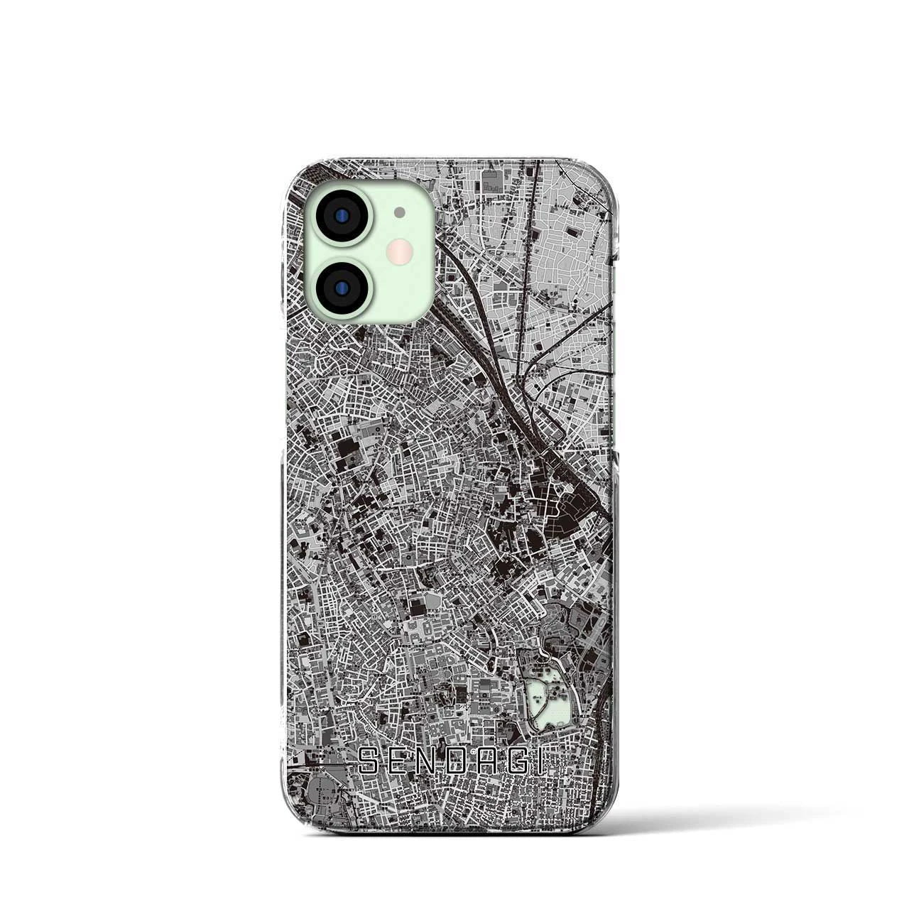 【千駄木(東京都)】地図柄iPhoneケース(クリアタイプ)