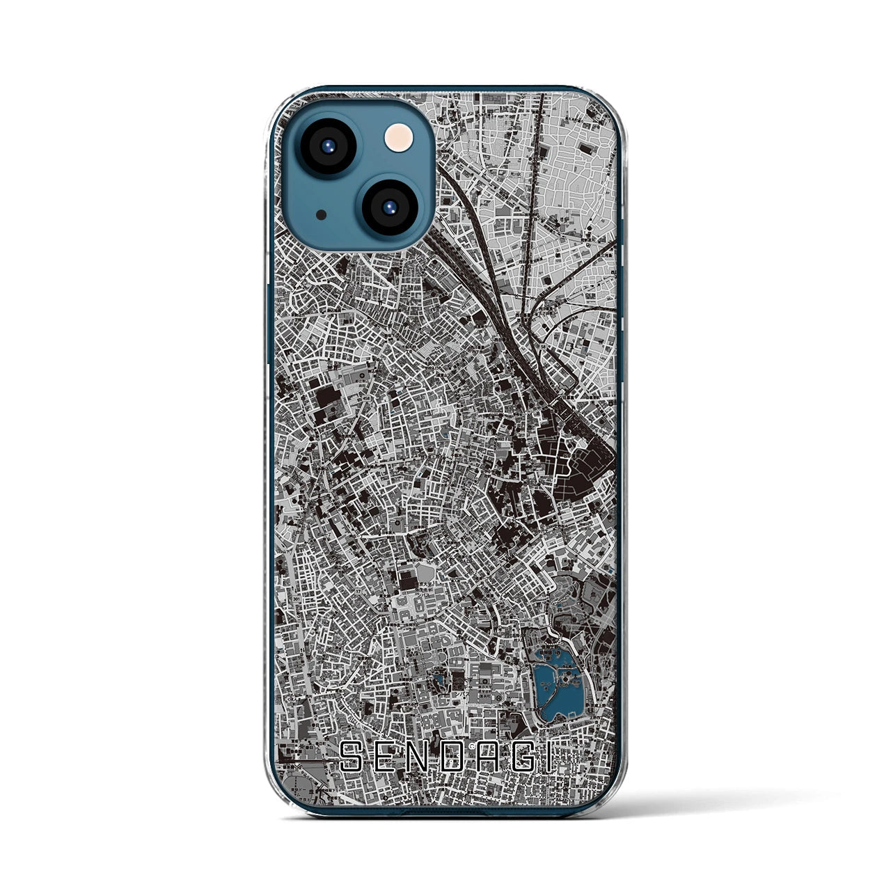 【千駄木(東京都)】地図柄iPhoneケース(クリアタイプ)