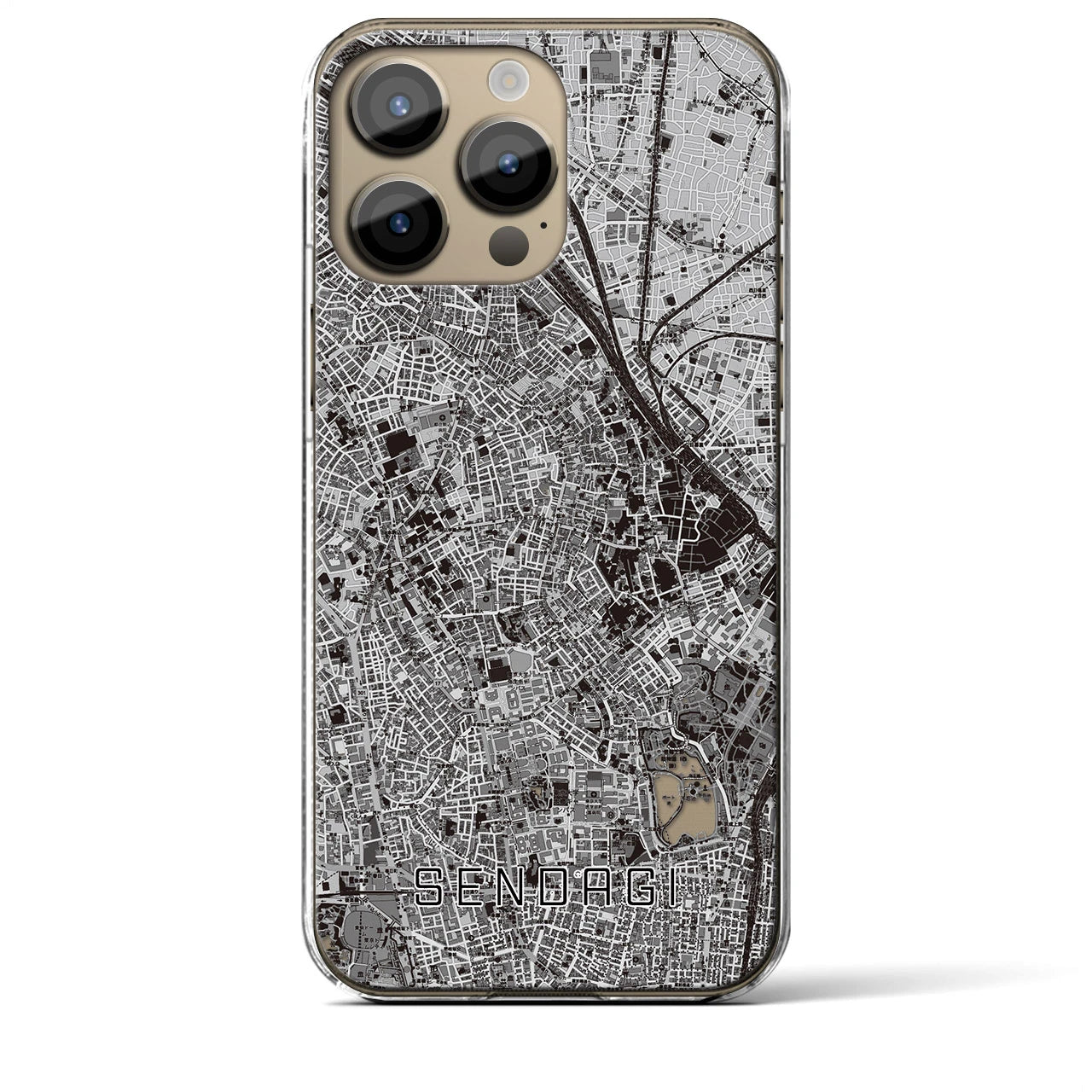 【千駄木(東京都)】地図柄iPhoneケース(クリアタイプ)