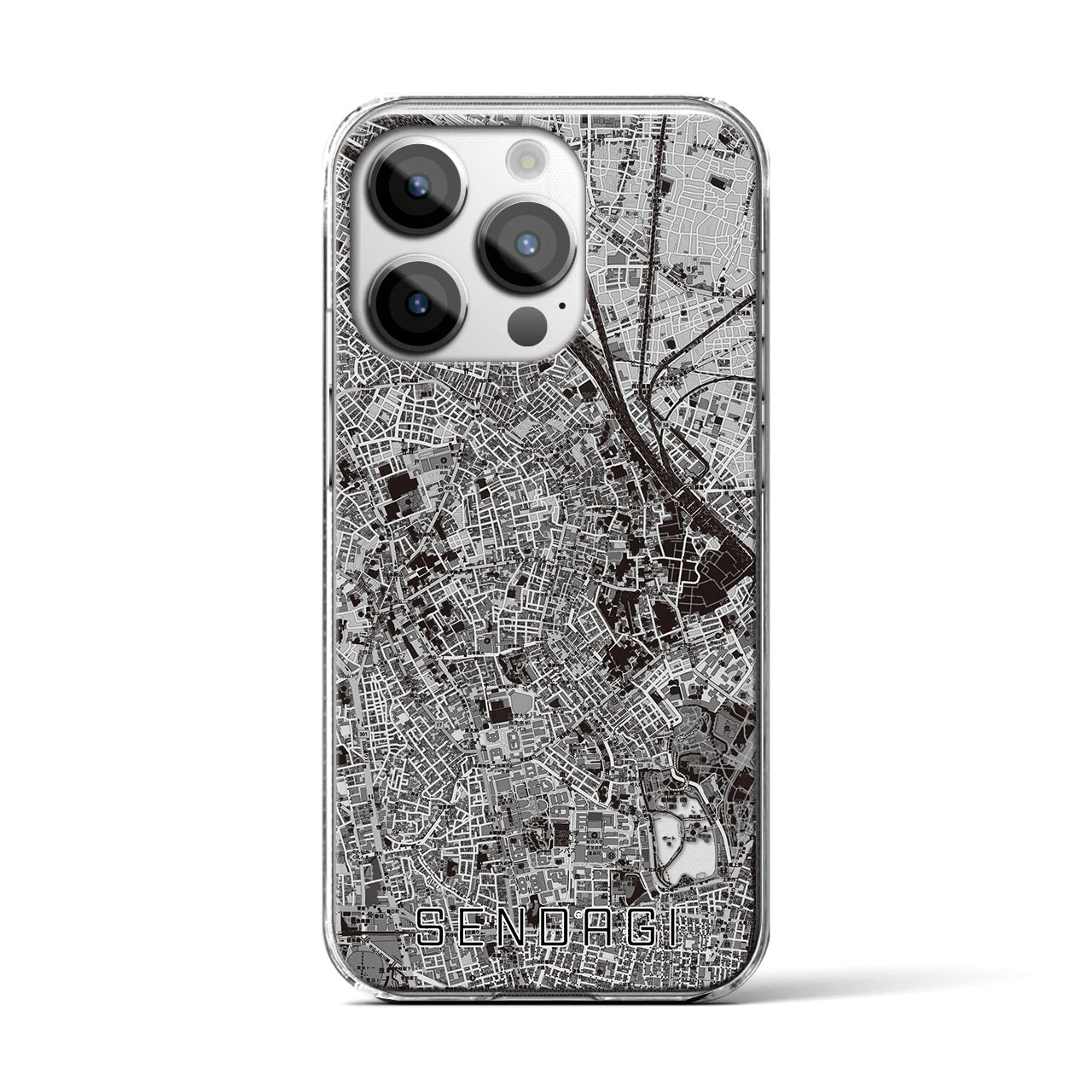 【千駄木(東京都)】地図柄iPhoneケース(クリアタイプ)