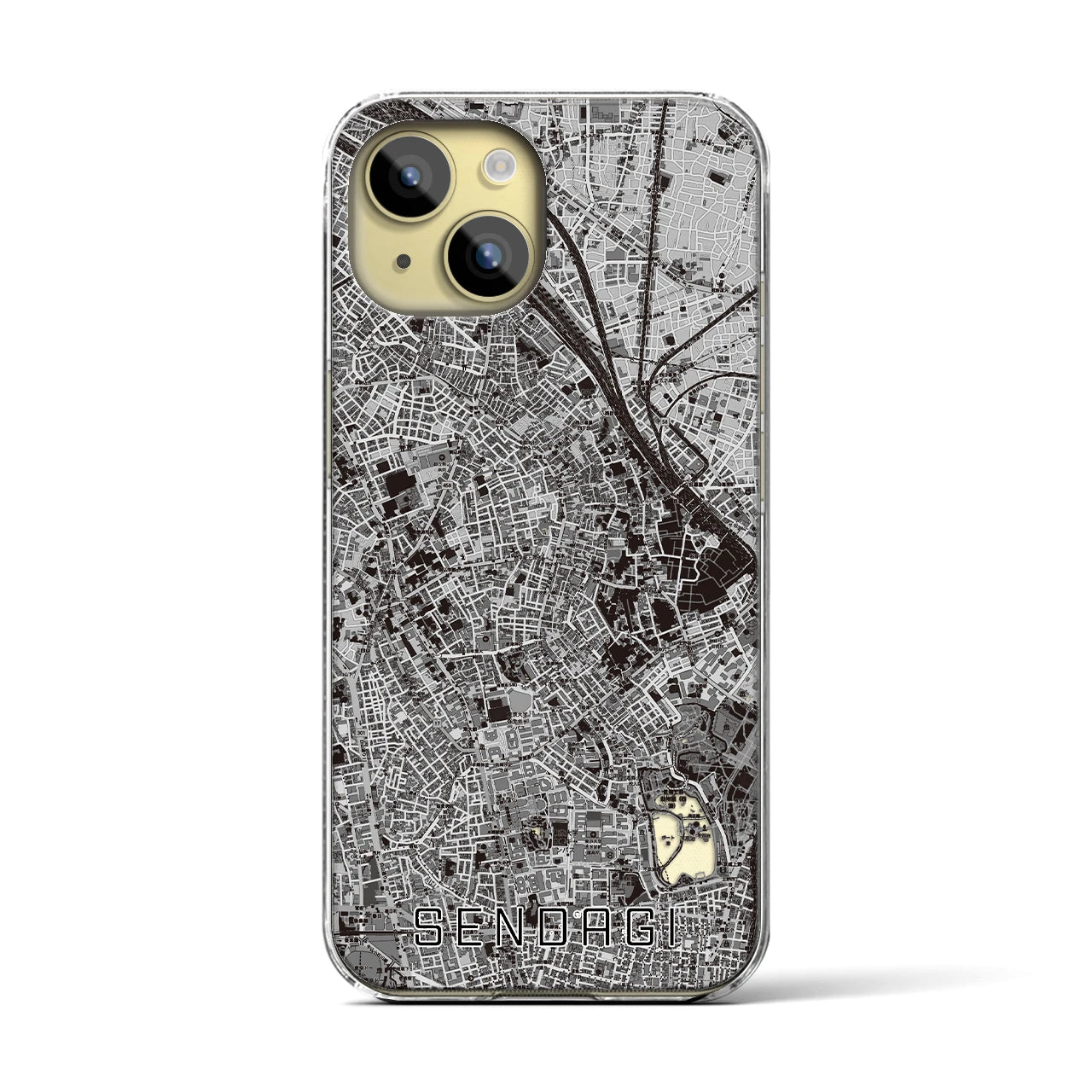 【千駄木(東京都)】地図柄iPhoneケース(クリアタイプ)