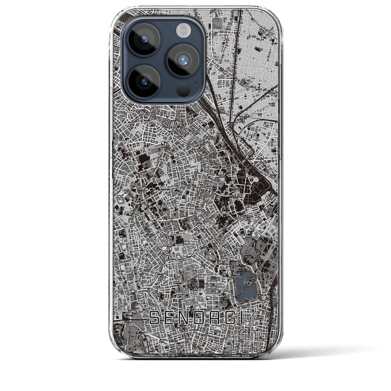 【千駄木(東京都)】地図柄iPhoneケース(クリアタイプ)