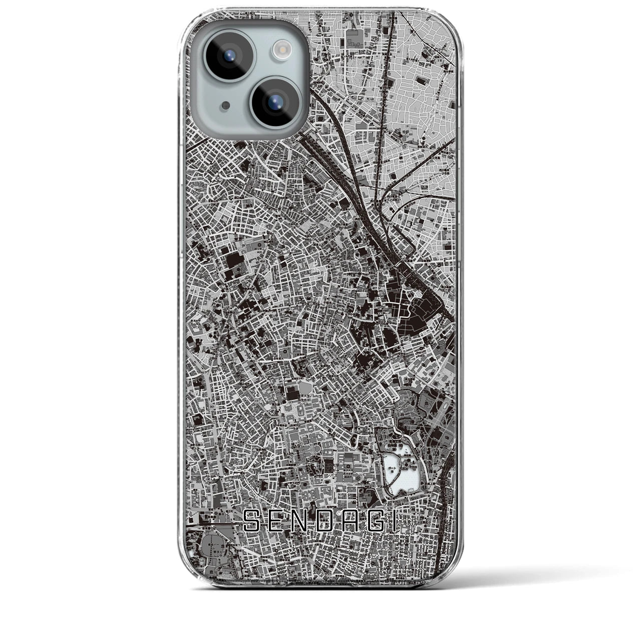 【千駄木(東京都)】地図柄iPhoneケース(クリアタイプ)