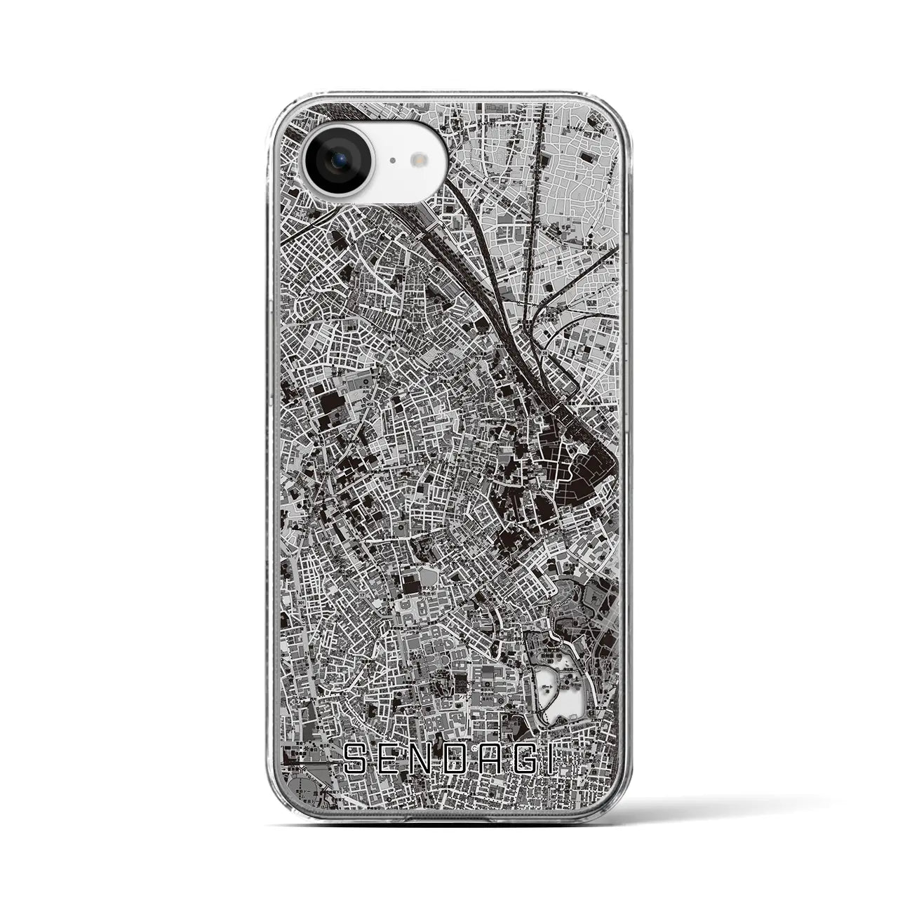 【千駄木(東京都)】地図柄iPhoneケース(クリアタイプ)