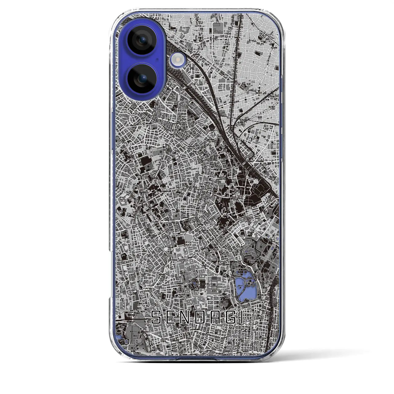 【千駄木(東京都)】地図柄iPhoneケース(クリアタイプ)