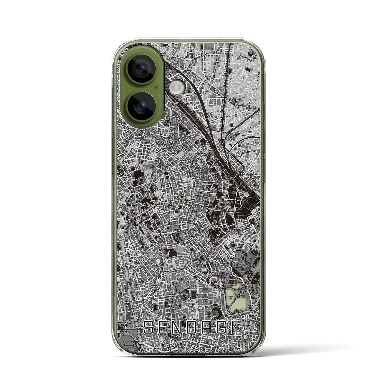 【千駄木(東京都)】地図柄iPhoneケース(クリアタイプ)モノトーン・iPhone 17 Pro Max 用