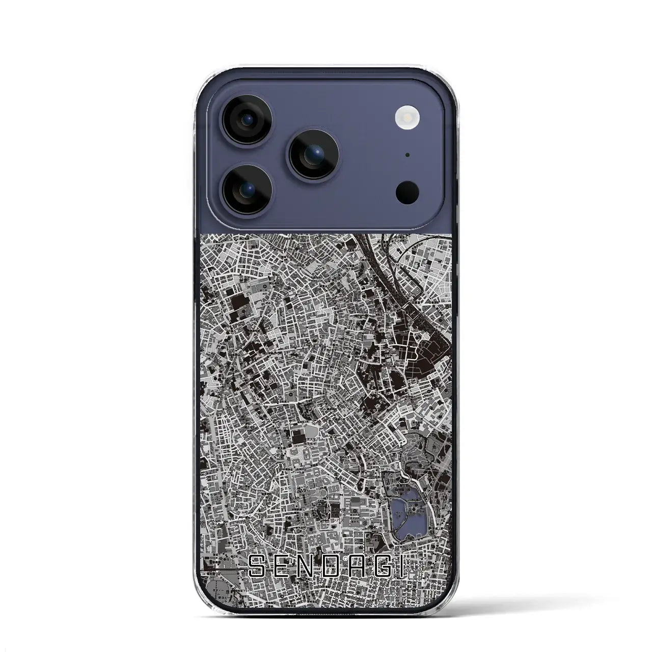 【千駄木(東京都)】地図柄iPhoneケース(クリアタイプ)