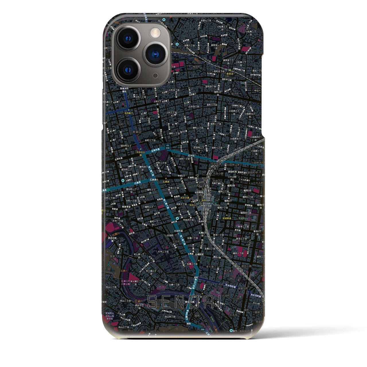 【仙台2(宮城県)】地図柄iPhoneケース(バックカバータイプ)
