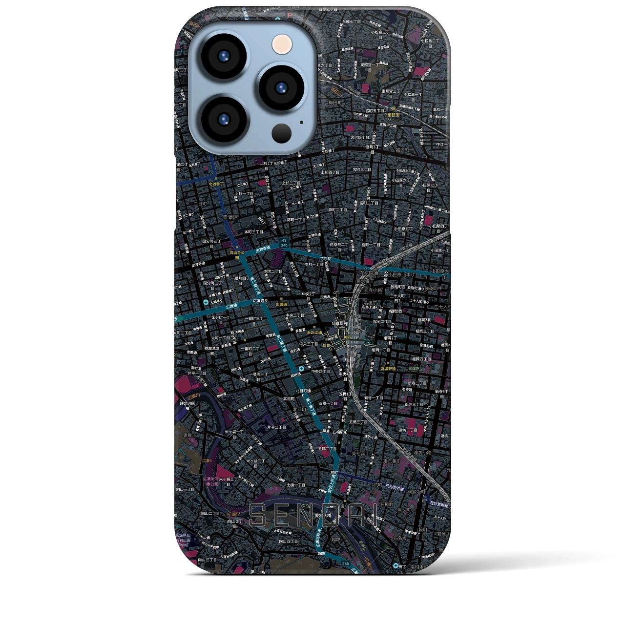 【仙台2(宮城県)】地図柄iPhoneケース(バックカバータイプ)
