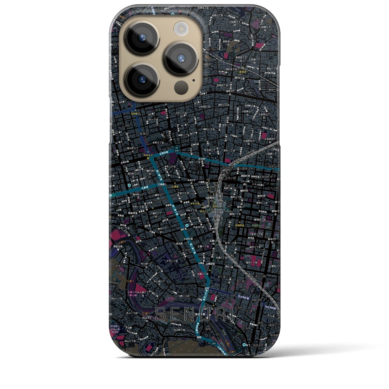 【仙台2(宮城県)】地図柄iPhoneケース(バックカバータイプ)