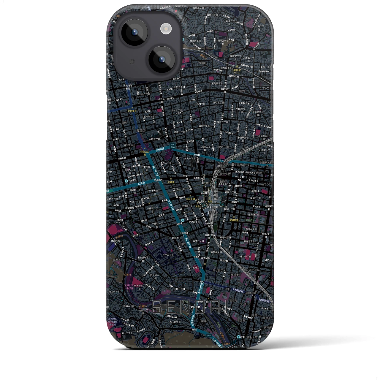 【仙台2(宮城県)】地図柄iPhoneケース(バックカバータイプ)