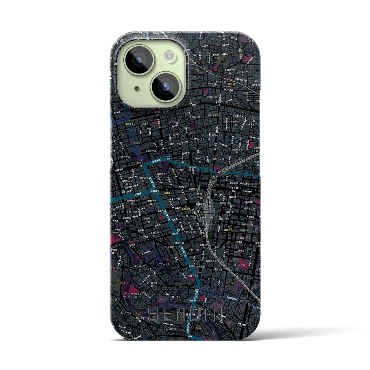 【仙台2(宮城県)】地図柄iPhoneケース(バックカバータイプ)