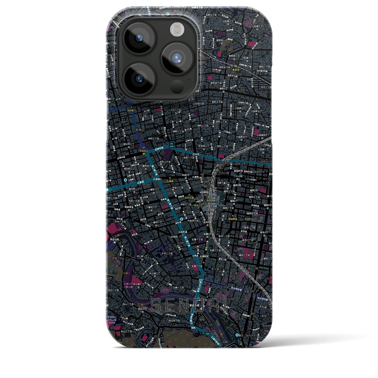 【仙台2(宮城県)】地図柄iPhoneケース(バックカバータイプ)