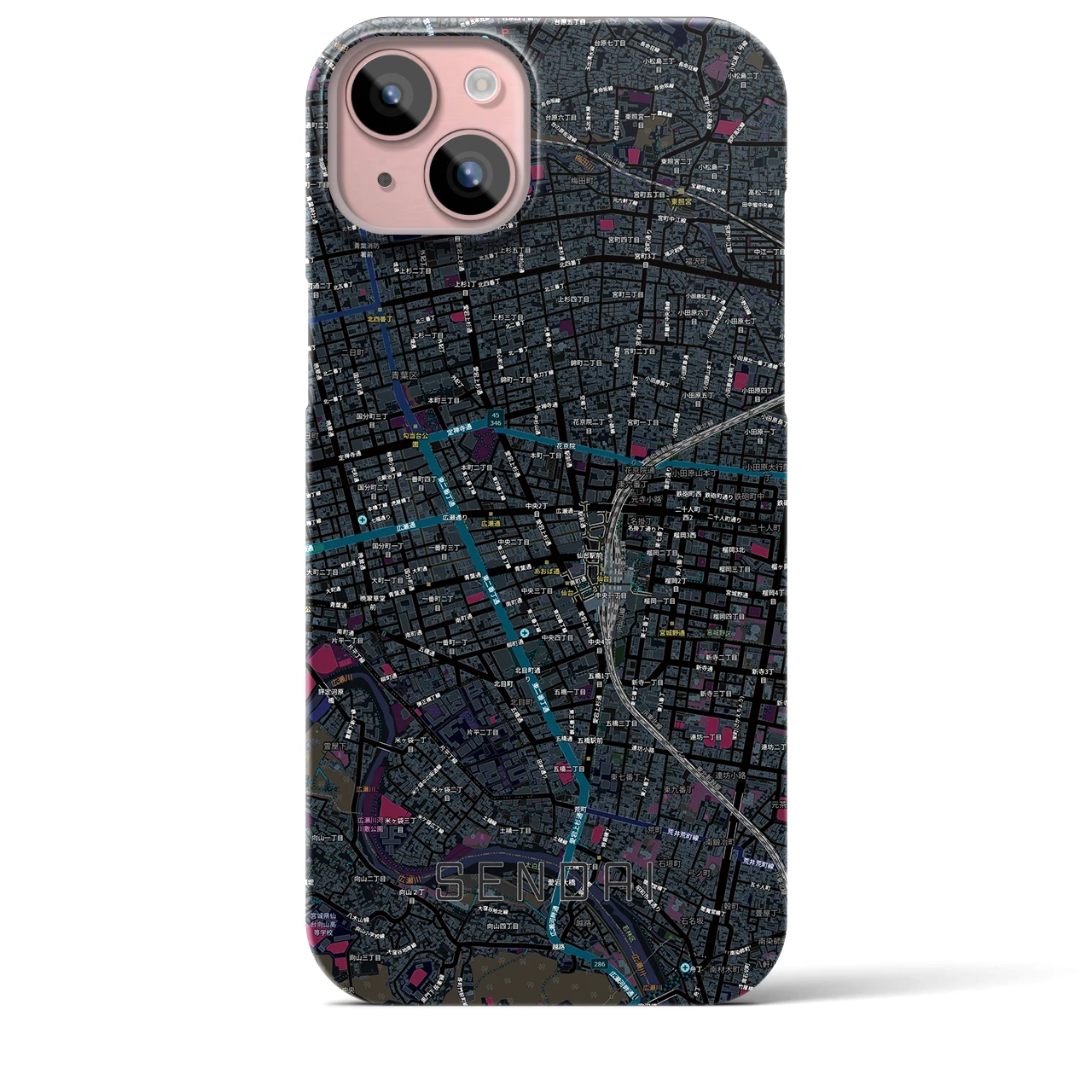 【仙台2(宮城県)】地図柄iPhoneケース(バックカバータイプ)