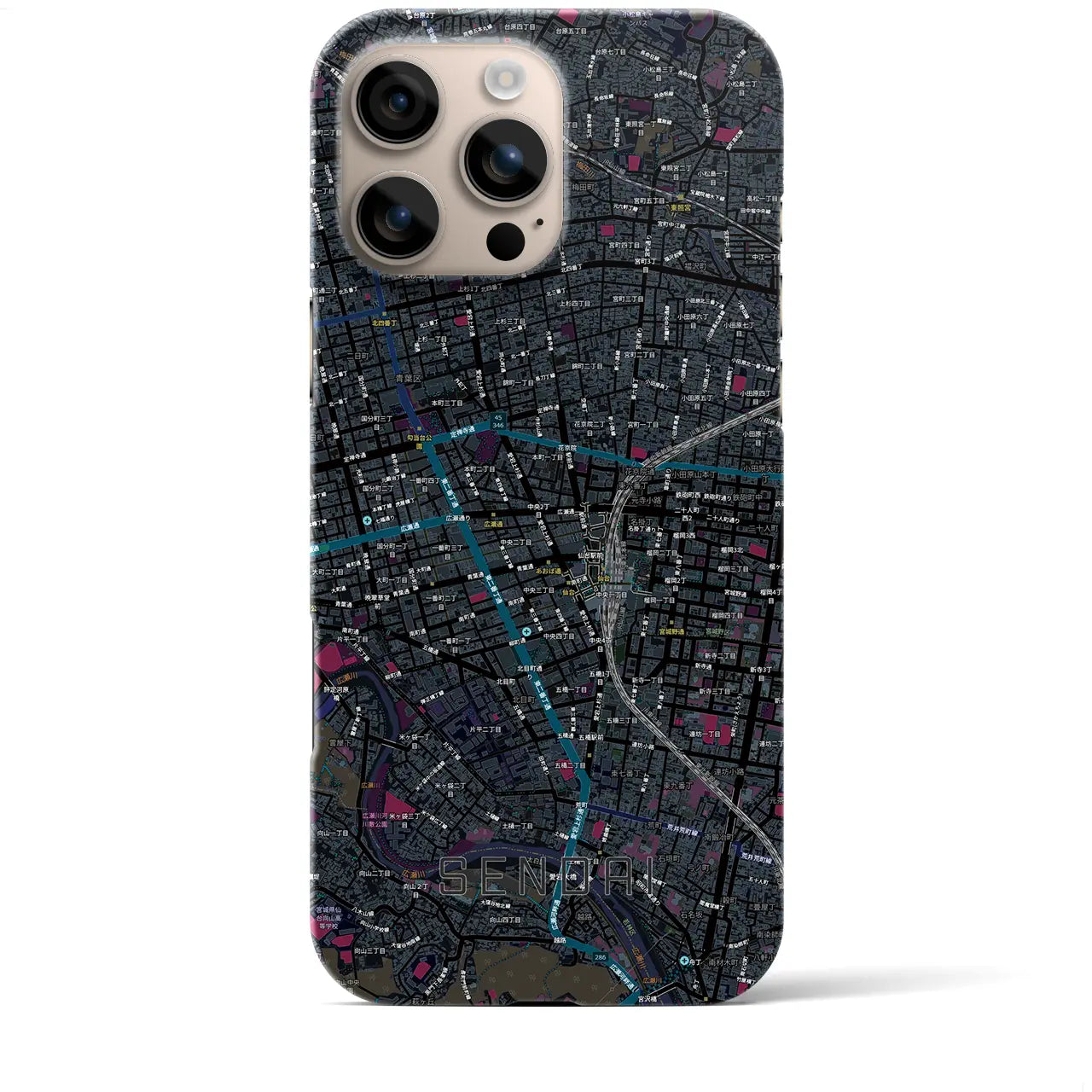 【仙台2(宮城県)】地図柄iPhoneケース(バックカバータイプ)