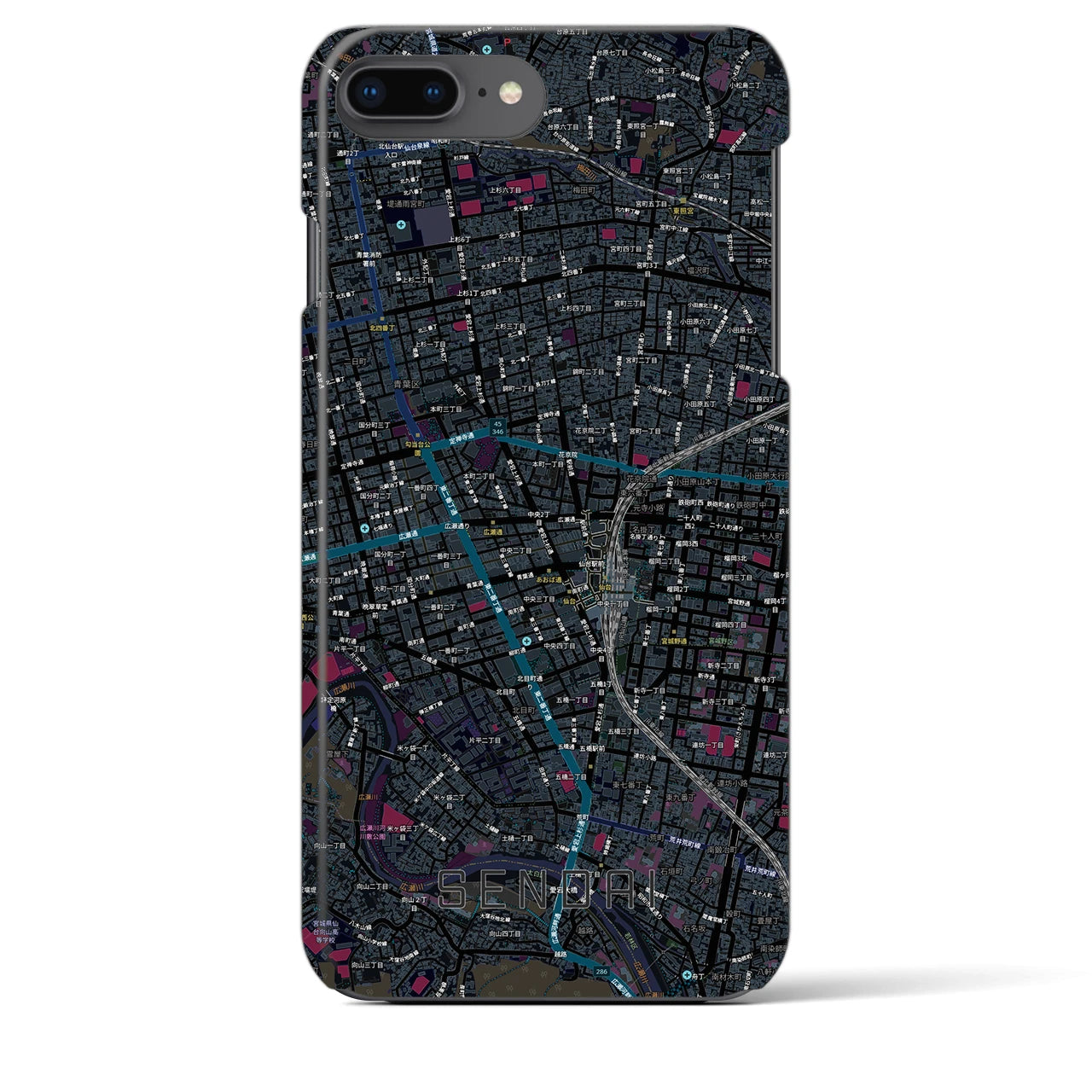 【仙台2(宮城県)】地図柄iPhoneケース(バックカバータイプ)