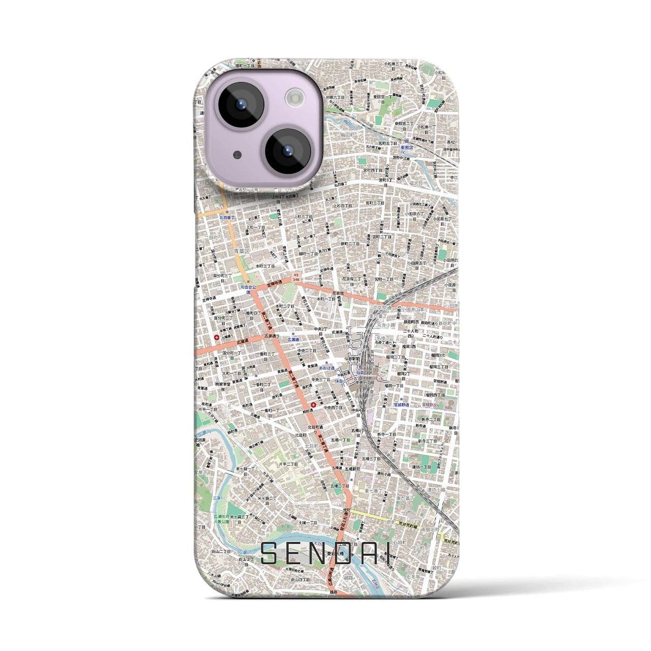 【仙台2(宮城県)】地図柄iPhoneケース(バックカバータイプ)