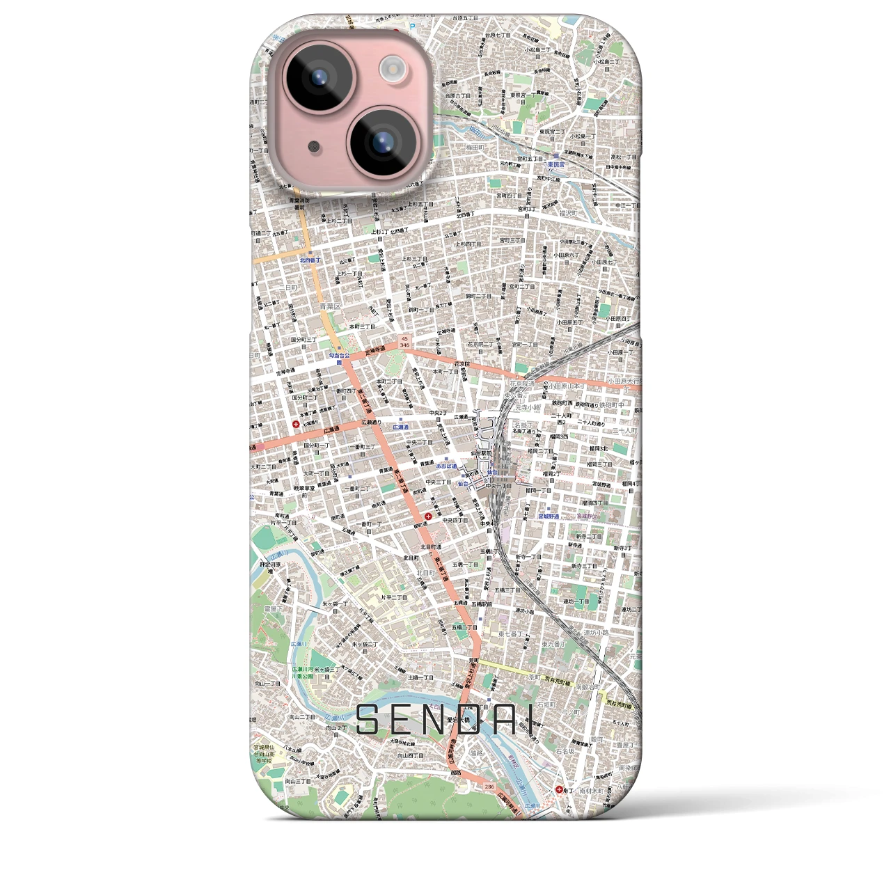【仙台2(宮城県)】地図柄iPhoneケース(バックカバータイプ)