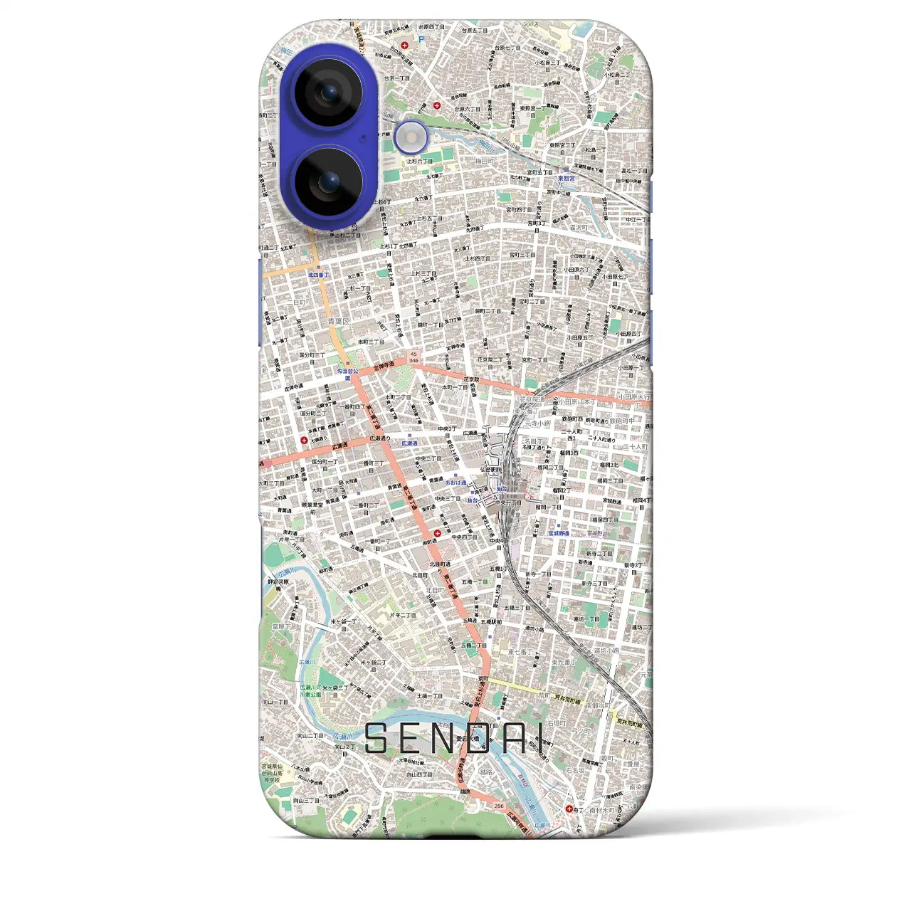 【仙台2(宮城県)】地図柄iPhoneケース(バックカバータイプ)ブラック・iPhone 16 Pro Max 用