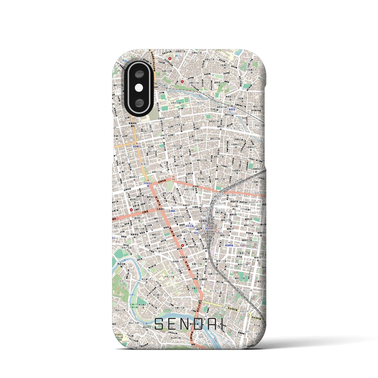 【仙台2(宮城県)】地図柄iPhoneケース(バックカバータイプ)