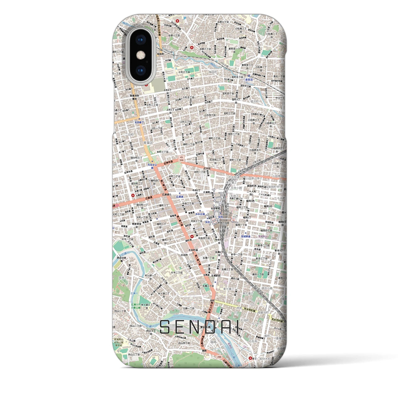 【仙台2(宮城県)】地図柄iPhoneケース(バックカバータイプ)