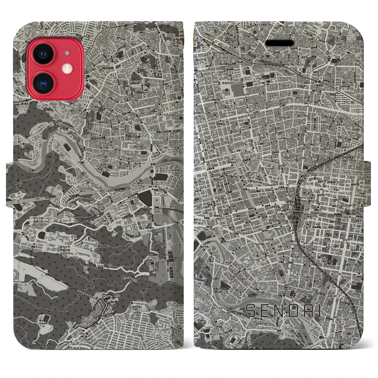 【仙台2(宮城県)】地図柄iPhoneケース(手帳タイプ)