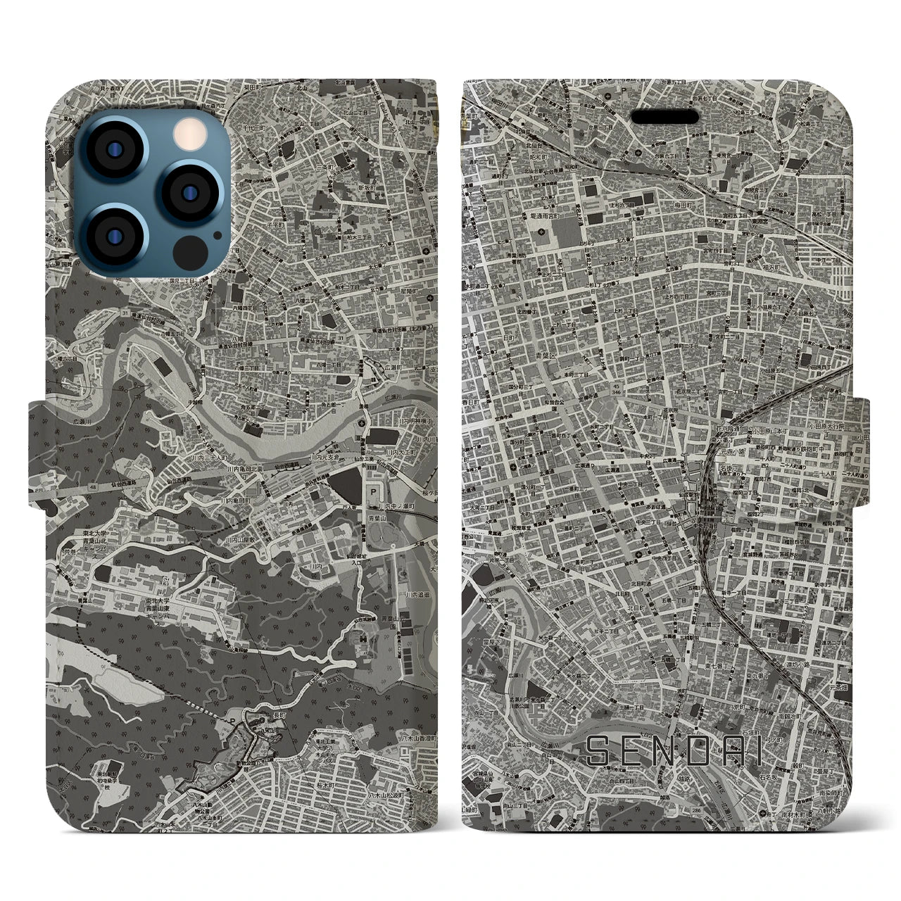 【仙台2(宮城県)】地図柄iPhoneケース(手帳タイプ)