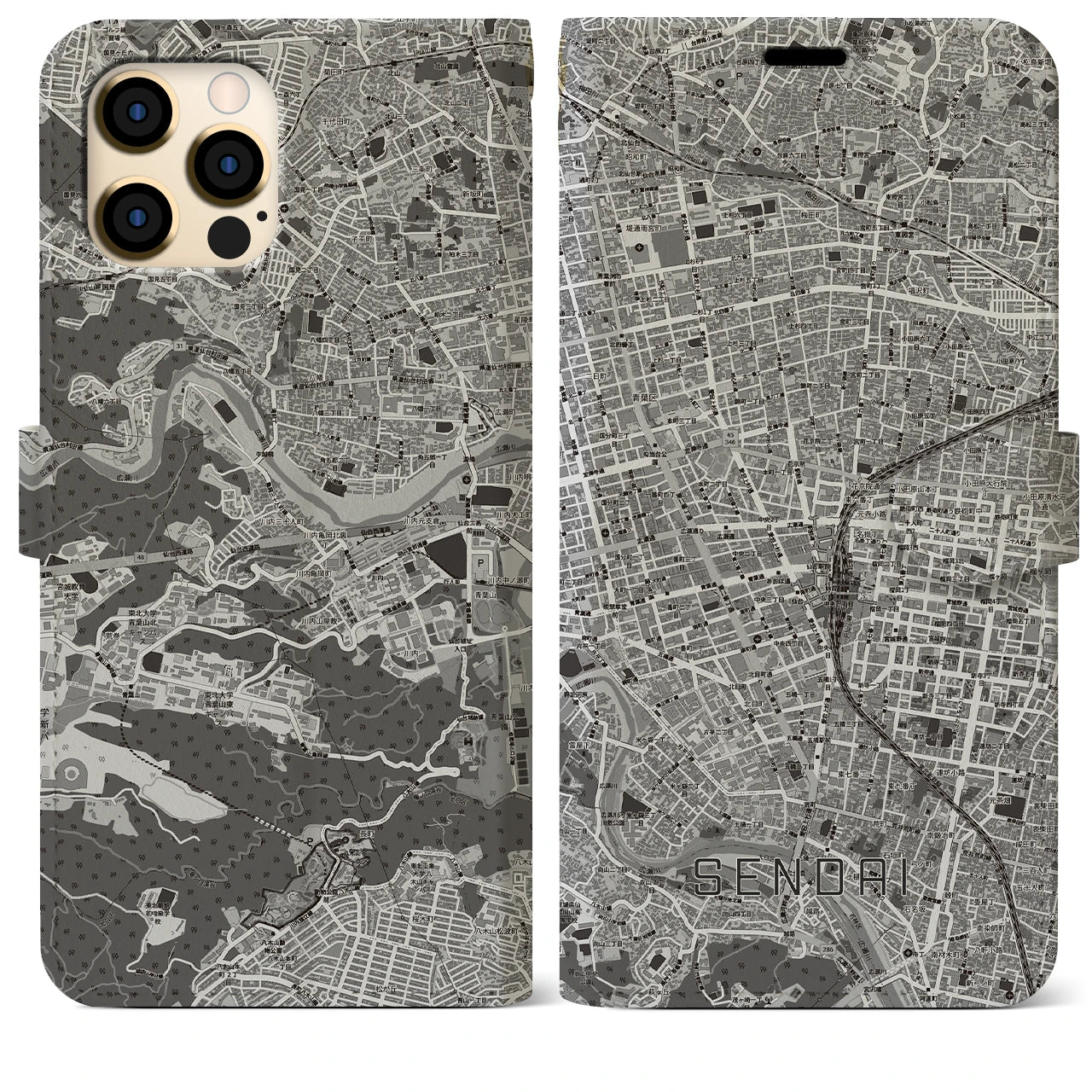 【仙台2(宮城県)】地図柄iPhoneケース(手帳タイプ)