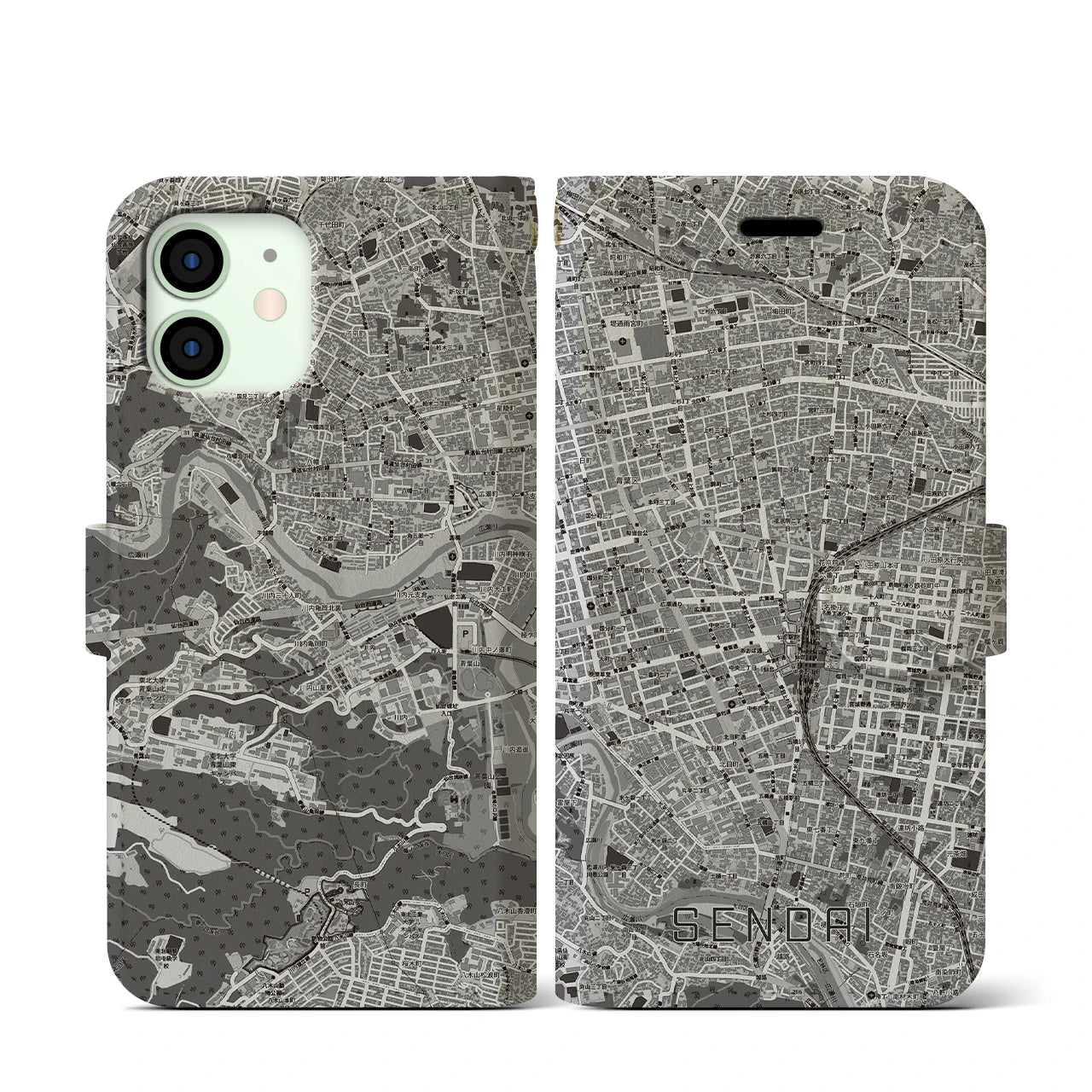 【仙台2(宮城県)】地図柄iPhoneケース(手帳タイプ)