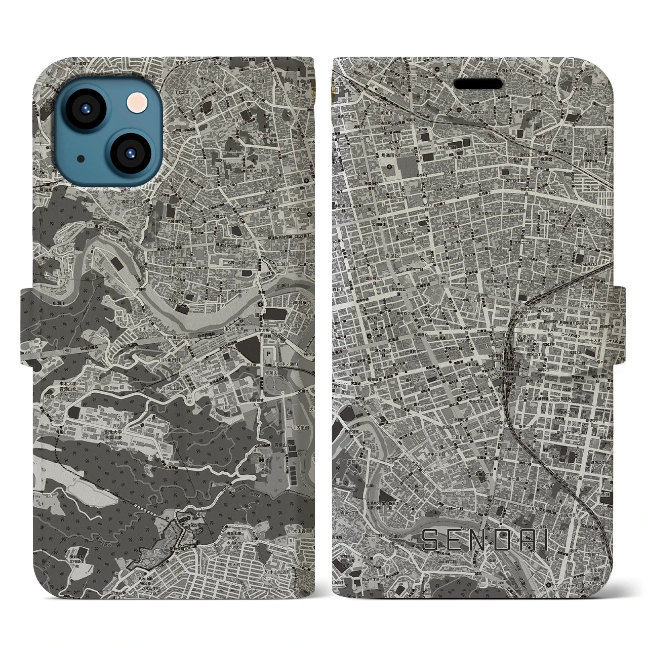 【仙台2(宮城県)】地図柄iPhoneケース(手帳タイプ)