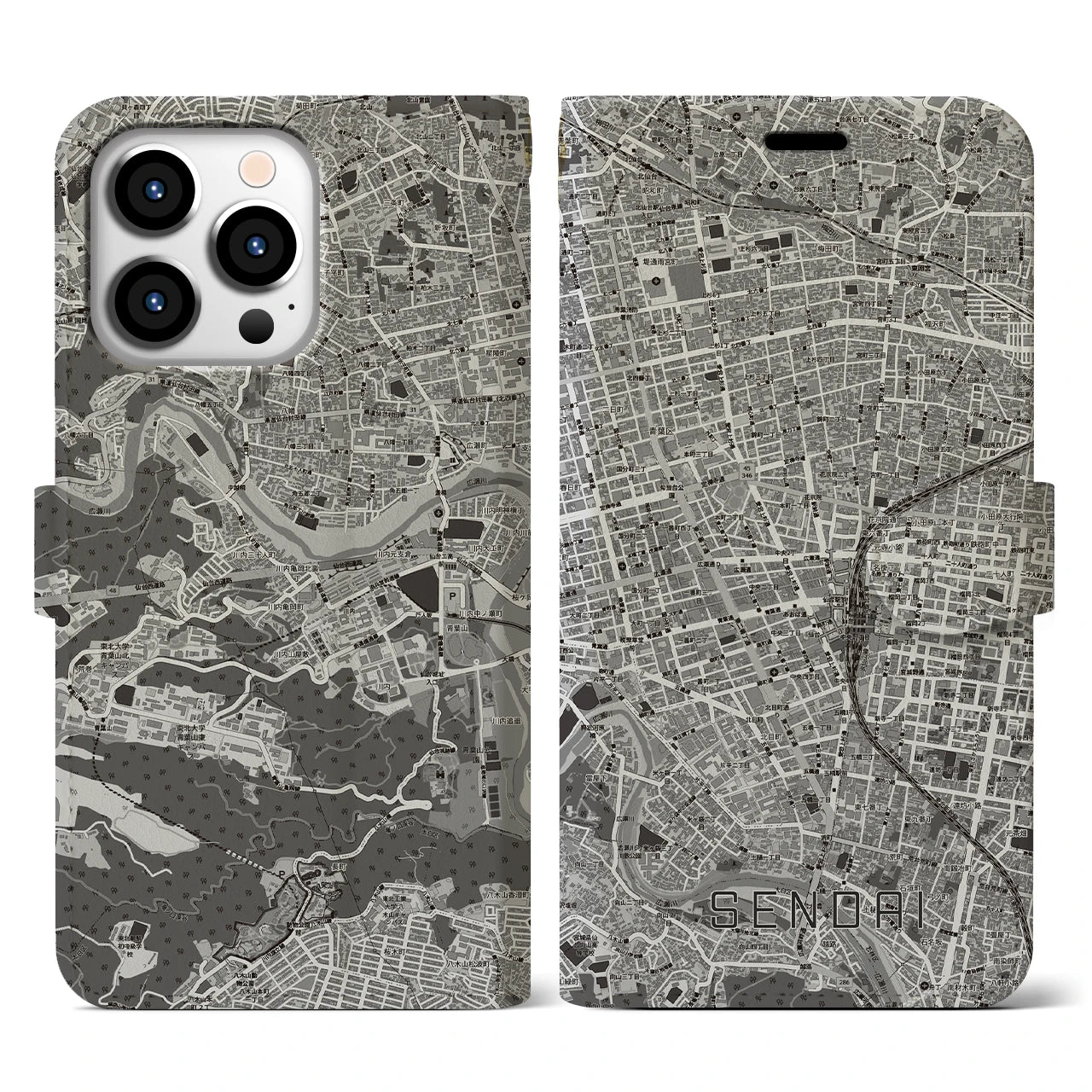 【仙台2(宮城県)】地図柄iPhoneケース(手帳タイプ)