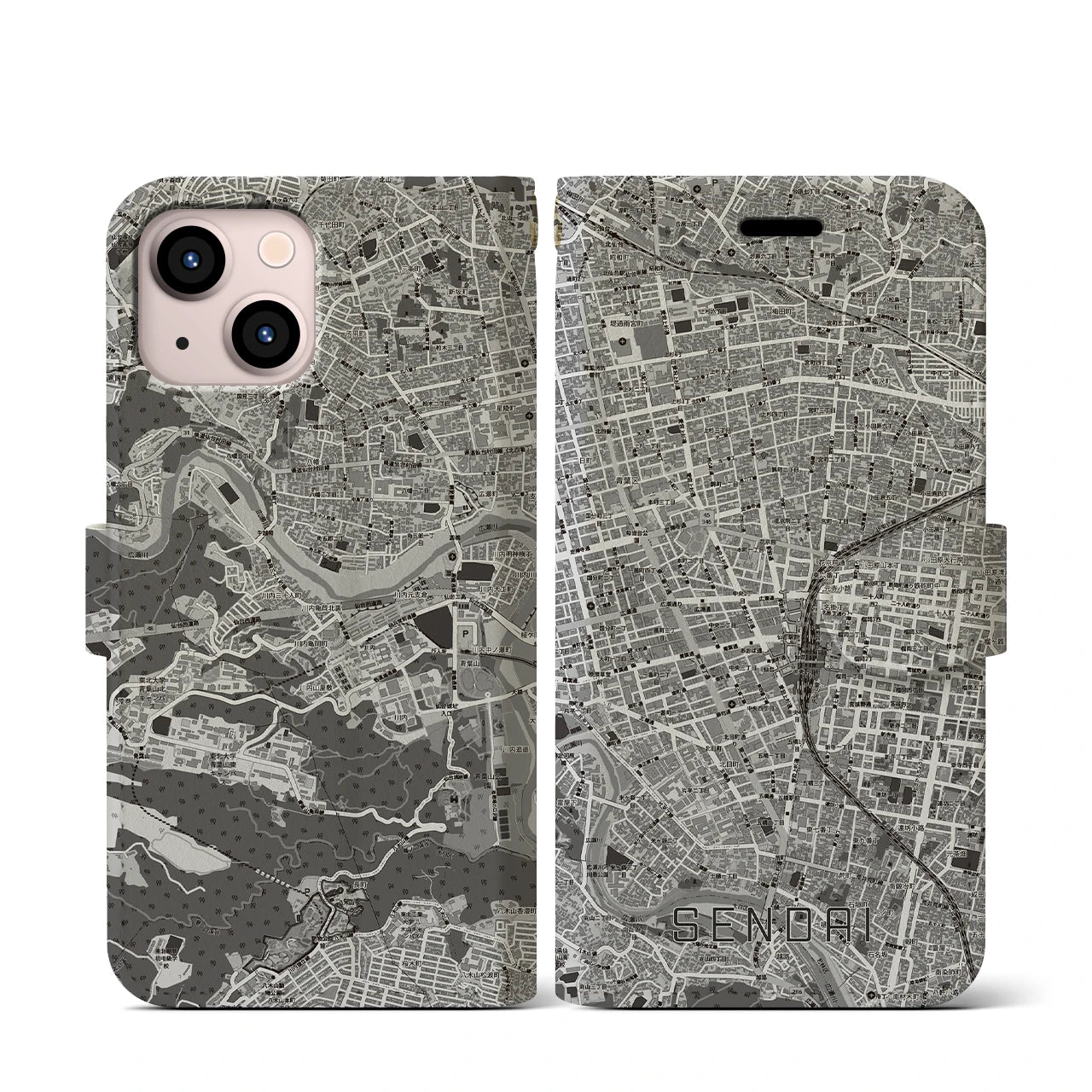 【仙台2(宮城県)】地図柄iPhoneケース(手帳タイプ)