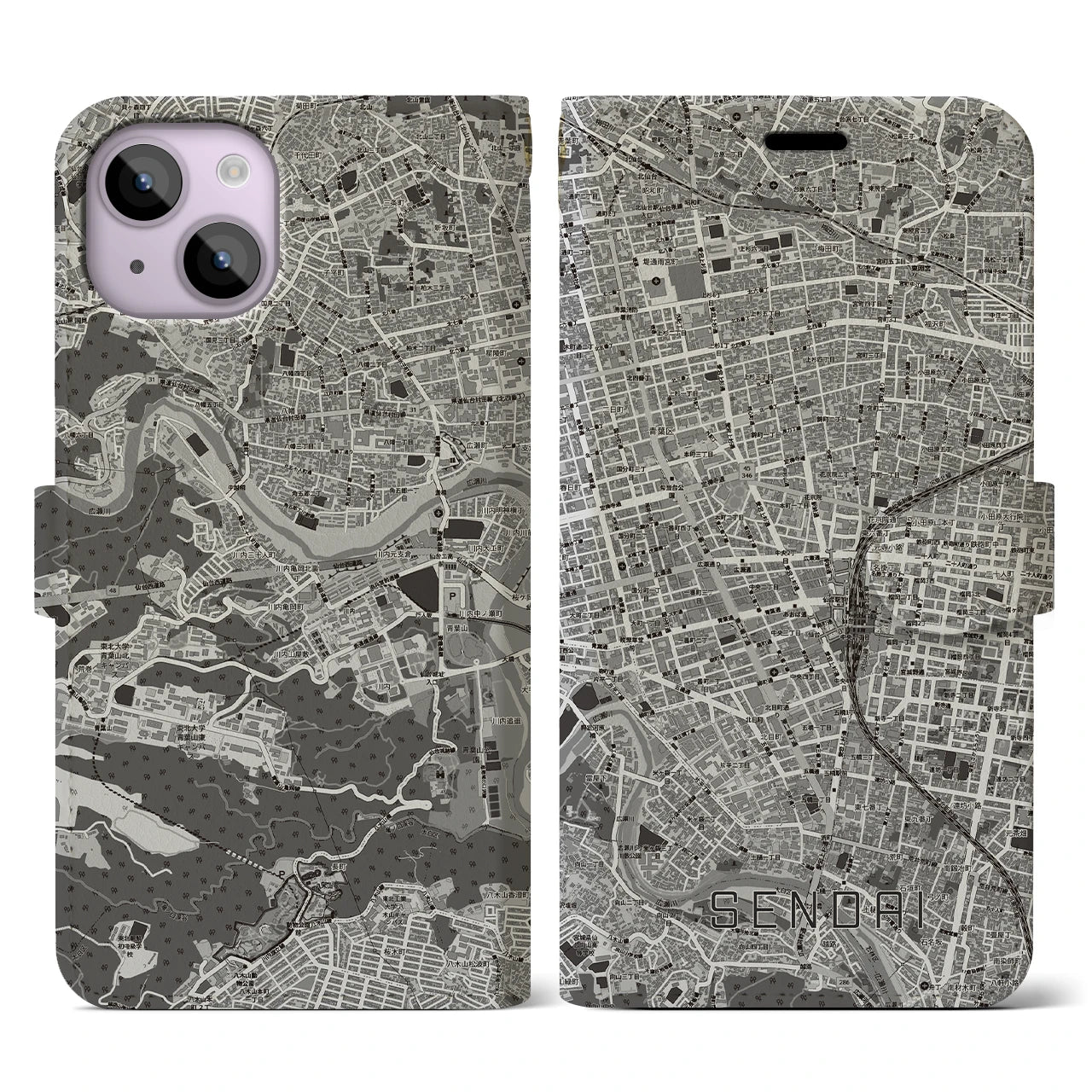 【仙台2(宮城県)】地図柄iPhoneケース(手帳タイプ)