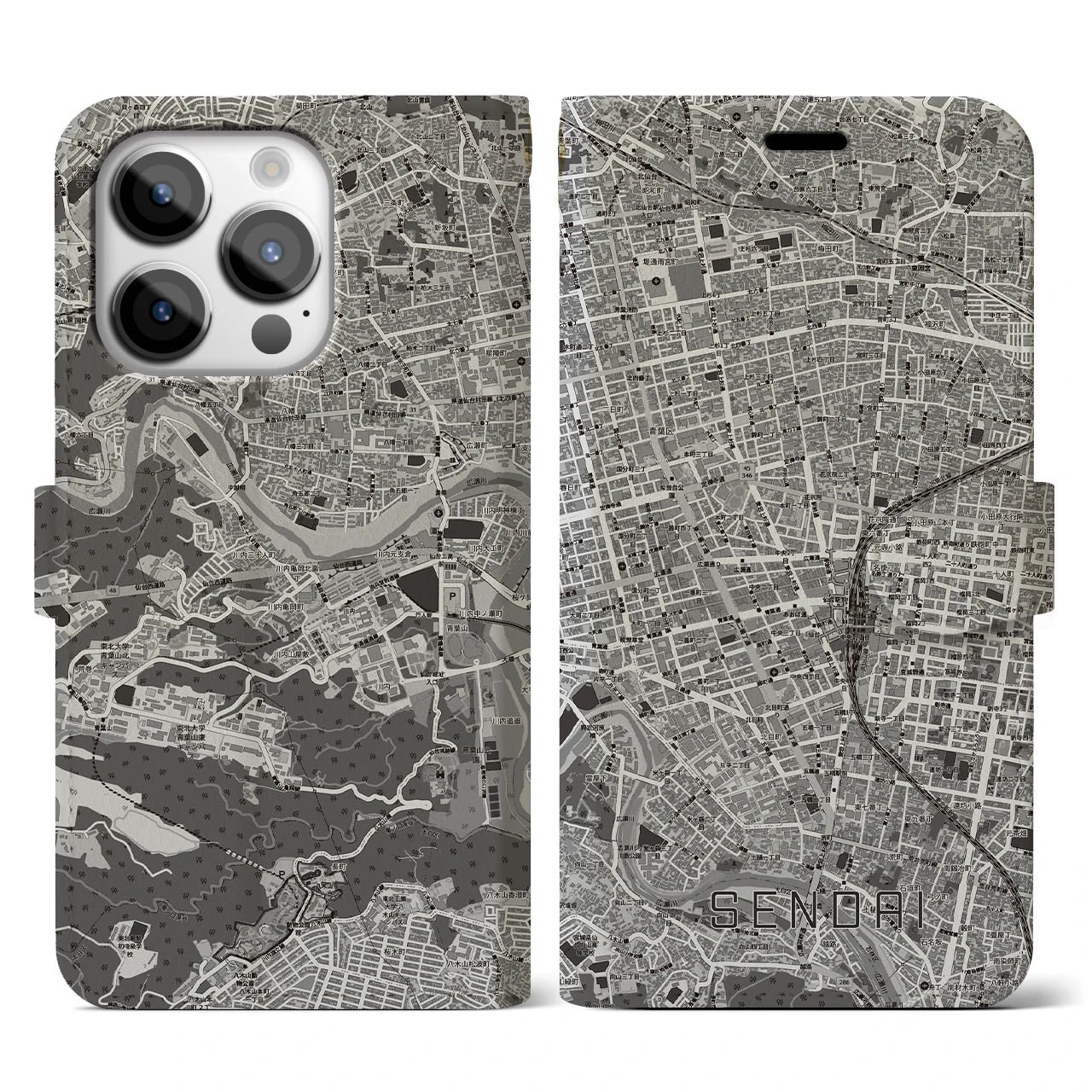 【仙台2(宮城県)】地図柄iPhoneケース(手帳タイプ)