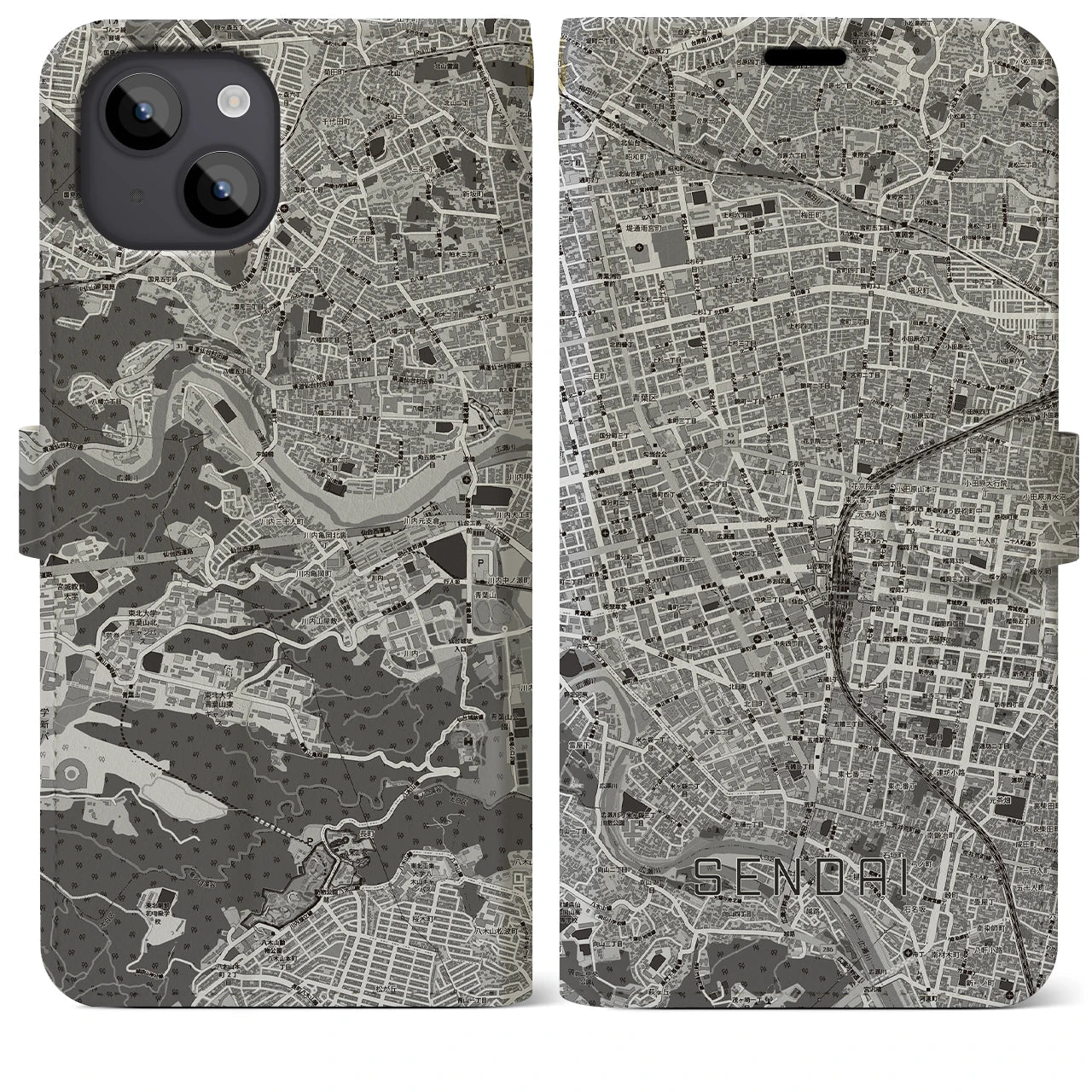 【仙台2(宮城県)】地図柄iPhoneケース(手帳タイプ)