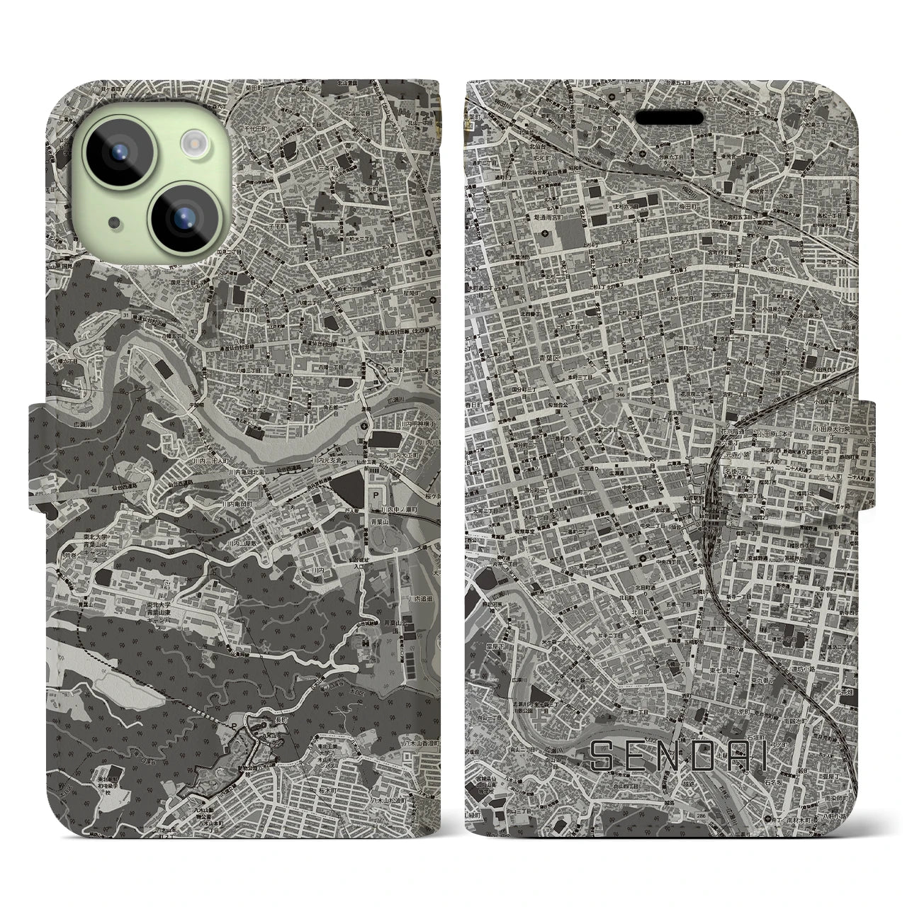 【仙台2(宮城県)】地図柄iPhoneケース(手帳タイプ)