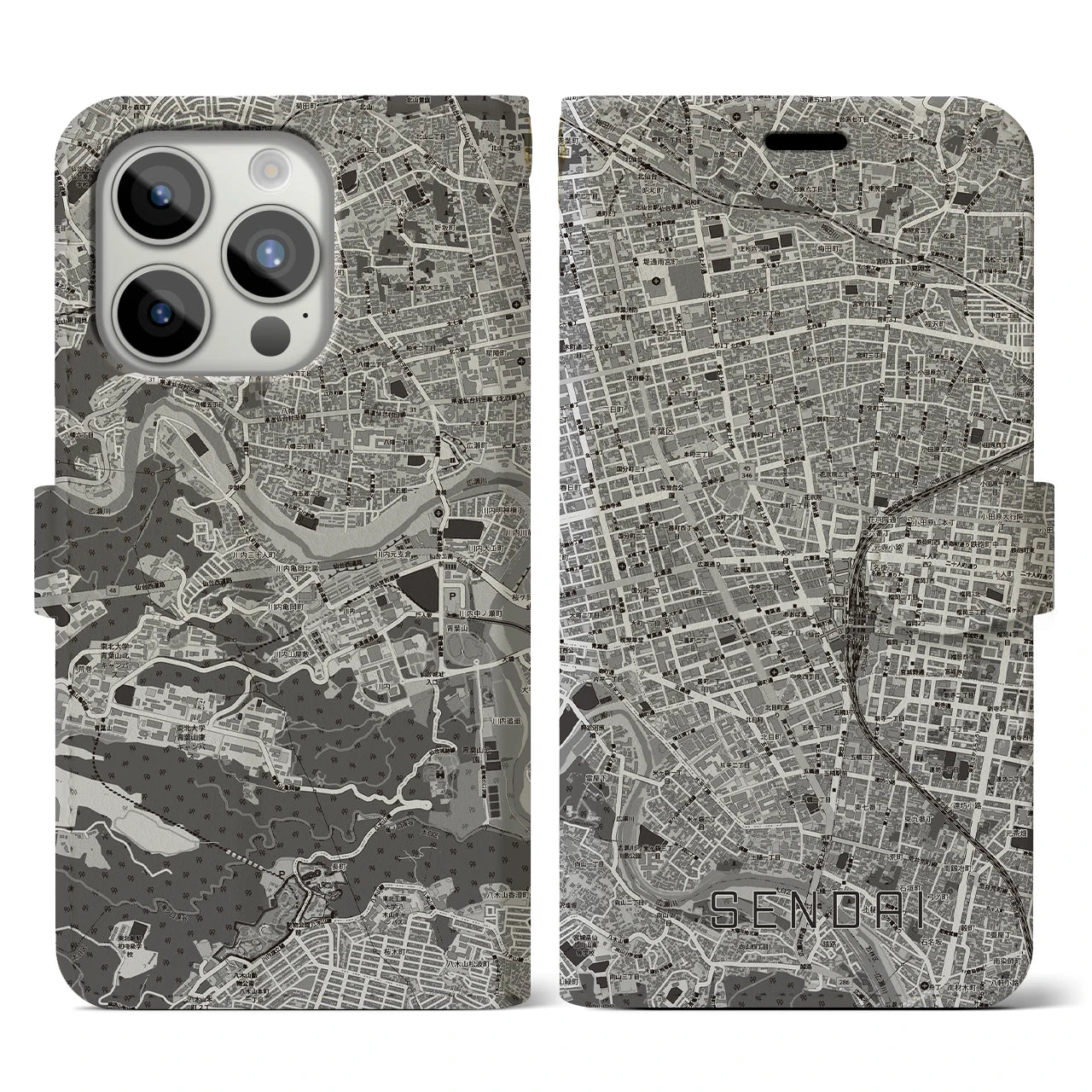 【仙台2(宮城県)】地図柄iPhoneケース(手帳タイプ)